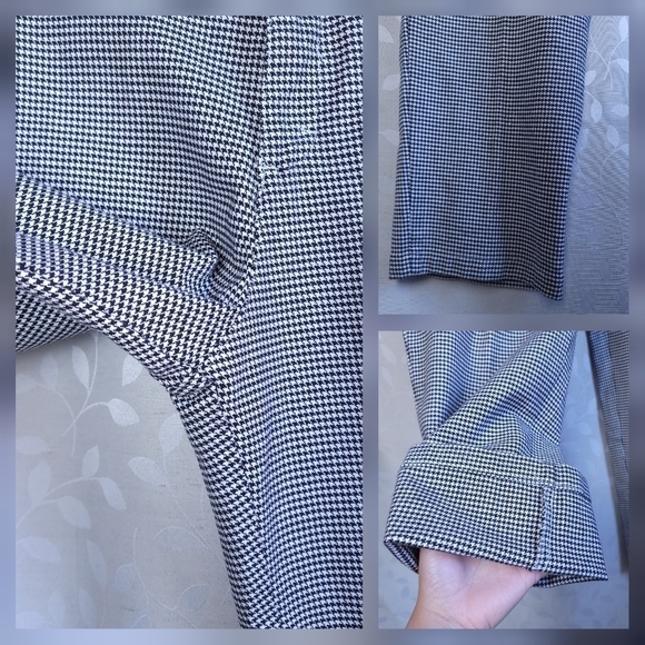 Vintage 90s Lee Houndstooth Tapered Leg Trouser Pants Black White Plus 16 - Picture 7 of 16